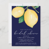 ウォーターカラーレモン&ネイビーブライダルシャワー 招待状 (正面)