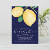 ウォーターカラーレモン&ネイビーブライダルシャワー 招待状 (スタンド正面)