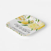 ウォーターカラーレモン&フラワーズ誕生日 ペーパープレート (傾斜あり)