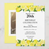 ウォーターカラーレモン 20歳の誕生日フォトパーティー 招待状 (正面/裏面)