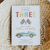 ウォーターカラーレースカー第3誕生日招待状 招待状