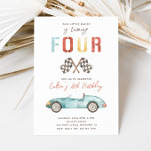 ウォーターカラーレースカー誕生日招待状 招待状