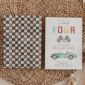 ウォーターカラーレースカー誕生日招待状 招待状