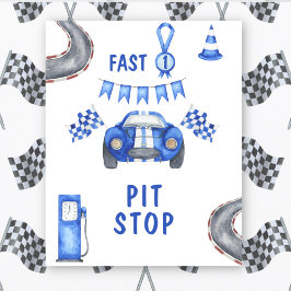 ウォーターカラーレースカー1歳の誕生日ピットストップ ポスター