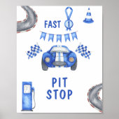 ウォーターカラーレースカー1歳の誕生日ピットストップ ポスター (正面)