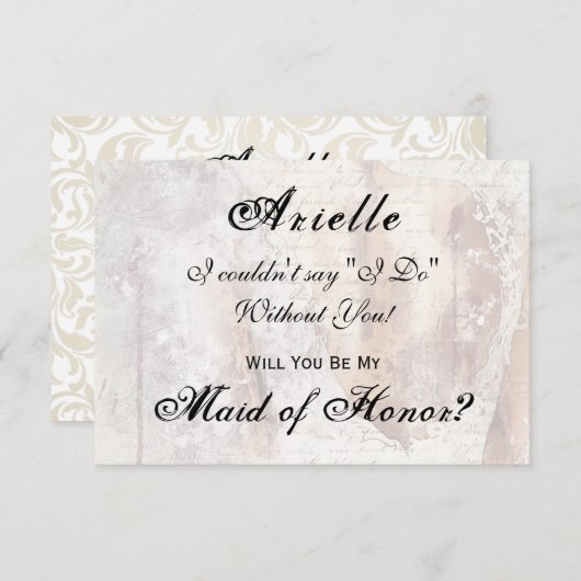 ウォーターカラーレースドレスリージェンシーメイド・オブ・オーナー(花嫁付き添い人)招待状 招待状 (正面/裏面)