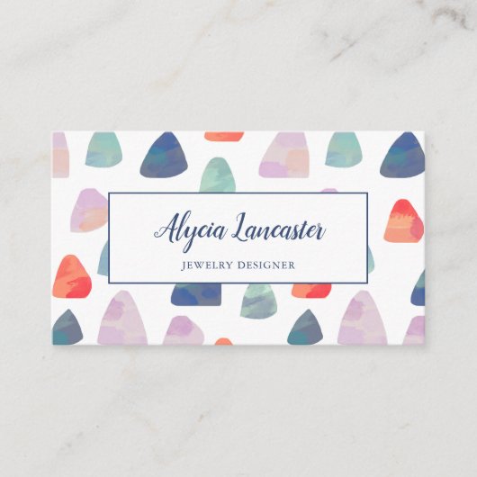 ウォーターカラーロックズコーラル&ブルージュエリーデザイナー 名刺 (正面)