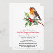 ウォーターカラーロビンクリスマス結婚式招待状 招待状 (正面/裏面)