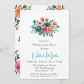 ウォーターカラーロマンスウェディングカップルシャワー 招待状 (正面/裏面)