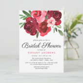ウォーターカラーロマンチックレッドローゼスブライダルシャワー 招待状 (スタンド正面)