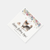 ウォーターカラーロングヘアチワホアドッグ誕生日 スタンダードカクテルナプキン (角)