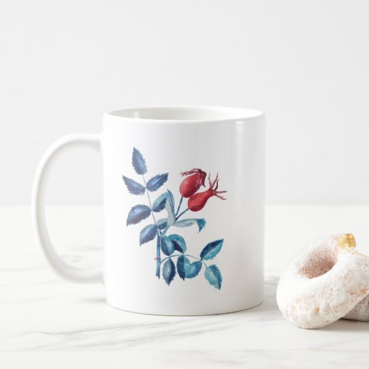 ウォーターカラーローズヒップ コーヒーマグカップ (ドーナツ)