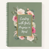 ウォーターカラーローズブーケとゴットリー引用文 ノートブック (正面)