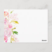 ウォーターカラーローズブーケ結婚式招待状アーチ ポストカード (裏面)