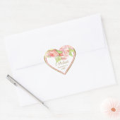ウォーターカラーローズブーケ赤面ピンクブライダルシャワー ハートシール (封筒)