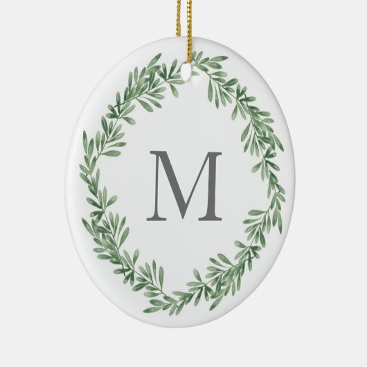 ウォーターカラーローズマリーリース セラミックオーナメント (右)