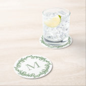 ウォーターカラーローズマリーリース ラウンドペーパーコースター (インサイチュ)