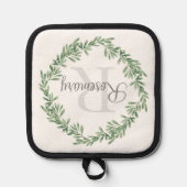 ウォーターカラーローズマリーリース 鍋敷き (正面)