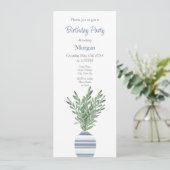 ウォーターカラーローズマリー&ブルーベストライプのンダー招待状 招待状 (スタンド正面)