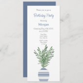 ウォーターカラーローズマリー&ブルーベストライプのンダー招待状 招待状 (正面/裏面)