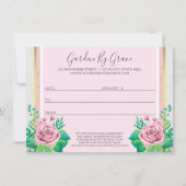 ウォーターカラーローズ ラスティックウッド ギフト証明書カード 招待状 (裏面)