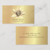 ウォーターカラーロータス金ゴールド紙吹雪ヨガインストラクター 名刺 (正面/裏面)