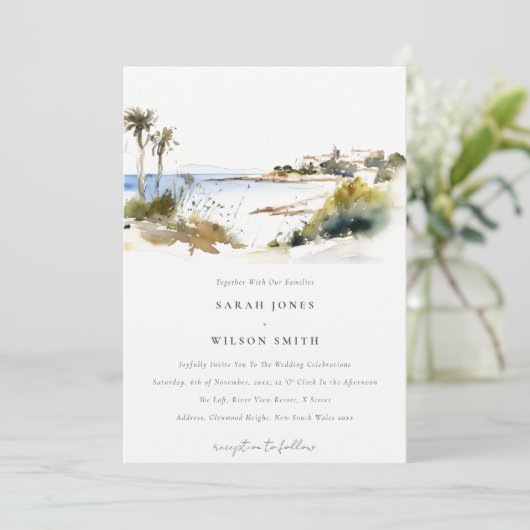 ウォーターカラーロードアイランド統一された州結婚ズ 招待状 (スタンド正面)