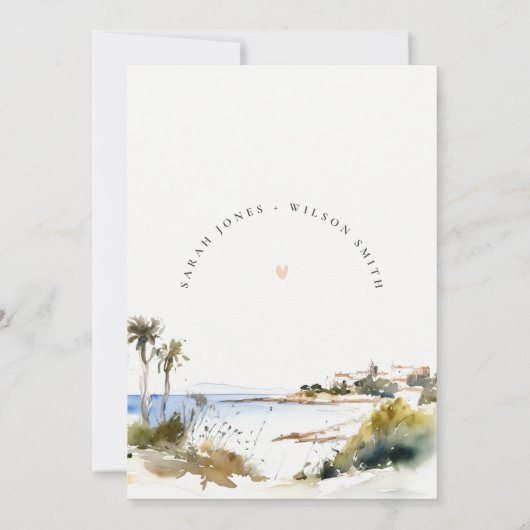 ウォーターカラーロードアイランド統一された州結婚ズ 招待状 (裏面)