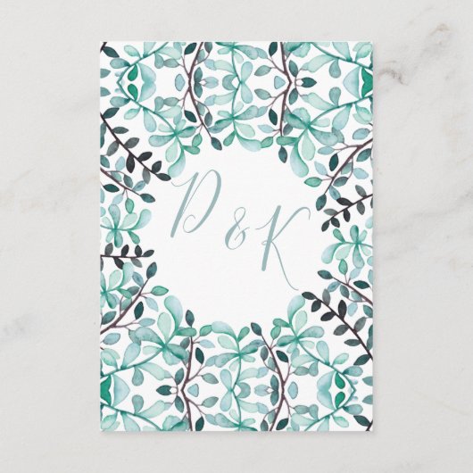 ウォーターカラーローレルモノグラムの宿泊カード エンクロージャーカード (裏面)