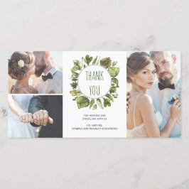 ウォーターカラーローレルリースグリーナリーサンキュー サンキューカード