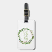 ウォーターカラーローレルリースメイド・オブ・オーナー(花嫁付き添い人) ラゲッジタグ (正面縦)