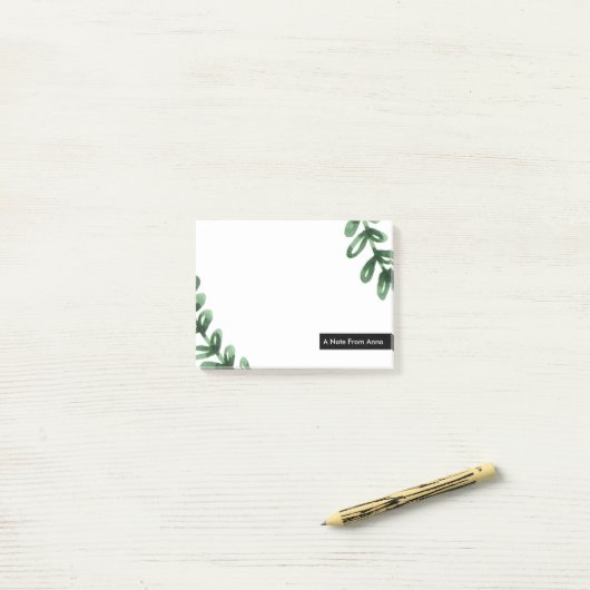 ウォーターカラーローレルリース パーソナライズされた ポストイット (デスク上)