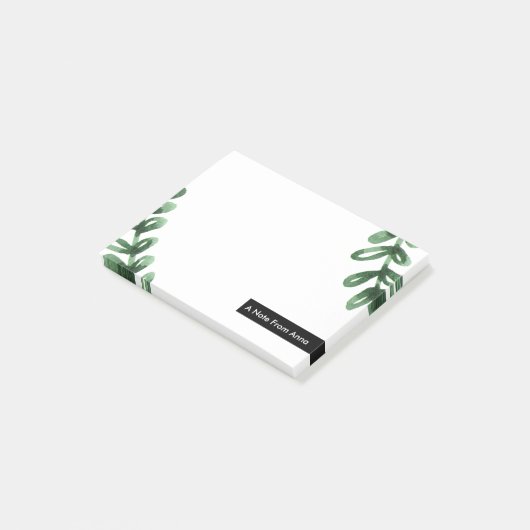 ウォーターカラーローレルリース パーソナライズされた ポストイット (アングル)