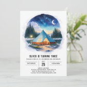 ウォーターカラーワイルダネスピクニック誕生日 招待状 (スタンド正面)