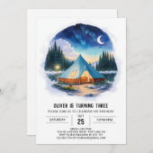 ウォーターカラーワイルダネスピクニック誕生日 招待状 (正面/裏面)