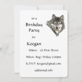 ウォーターカラーワイルドウルフヘッドデザイン 招待状 (裏面)