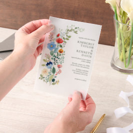 ウォーターカラーワイルドフラワーシ素朴ック庭園の結婚式 ベラム紙招待状