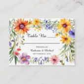 ウォーターカラーワイルドフラワーズガーデン春の結婚式 プレイスカード (正面)