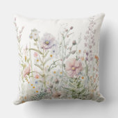 ウォーターカラーワイルドフラワーズパステル春メドウ クッション (裏面)