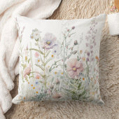 ウォーターカラーワイルドフラワーズパステル春メドウ クッション