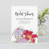ウォーターカラーワイルドフラワーブーケブライダルシャワー 招待状 (スタンド正面)