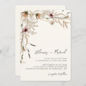 ウォーターカラーワイルドフラワーベージュ結婚式招待状 招待状 (正面/裏面)