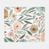 ウォーターカラーワイルドフラワーボホソフトパステル春 フリースブランケット (正面(横))