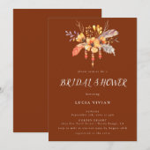 ウォーターカラーワイルドフローラテラコッタブライダルシャワー 招待状 (正面/裏面)