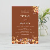 ウォーターカラーワイルドフローラテラコッタ結婚ズ 招待状 (スタンド正面)