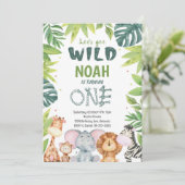 ウォーターカラーワイルドワンサファリ1st誕生日招待状 招待状 (スタンド正面)