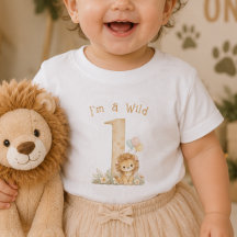 ウォーターカラーワイルドワン1歳の誕生日ベビーTシャツ