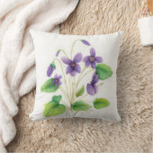 ウォーターカラーワイルドヴィオレ装飾用クッション クッション (ブランケット)