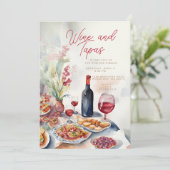 ウォーターカラーワイン&タパスパーティの招待状 招待状 (スタンド正面)