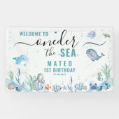 ウォーターカラーワンダーの海1歳の誕生日ウェルカム 横断幕 (横)